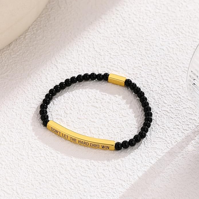 KHKINDPRO Dont Let The Hard Days Win Bracelet for Women Men, Handmade Braided Adjustable Wrap Stainless Steel To My Daughter/Best Friend Inspirational Gifts Ladies Jewelry
