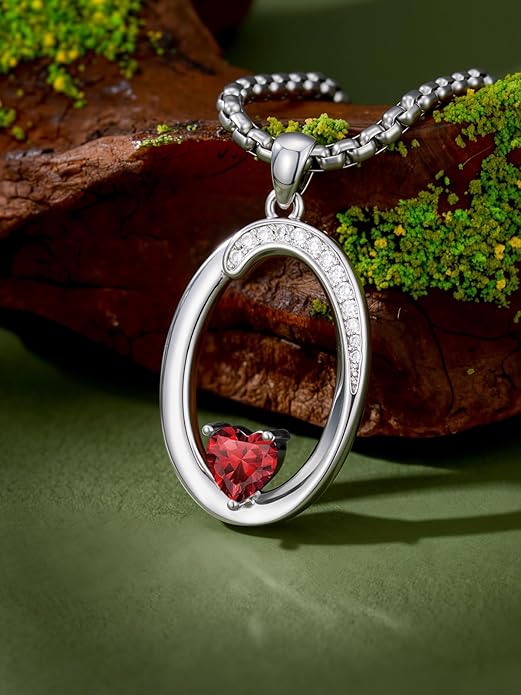 Christmas Gifts for Women Alphabet A to Z Initial Birthstone Pendant Necklaces for Women - 18k White Gold Plated Personalized Name Jewelry Valentine Mothers Day Birthday Gifts for Women Her Girlfriend