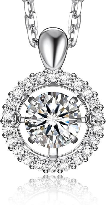 MomentWish Necklace for Women, Sparkling Gift for Her, 1Carat Moissanite Heart Pendent for Her, 925 Sterling Silver Dance Necklace for Anniversary Christmas Valentines