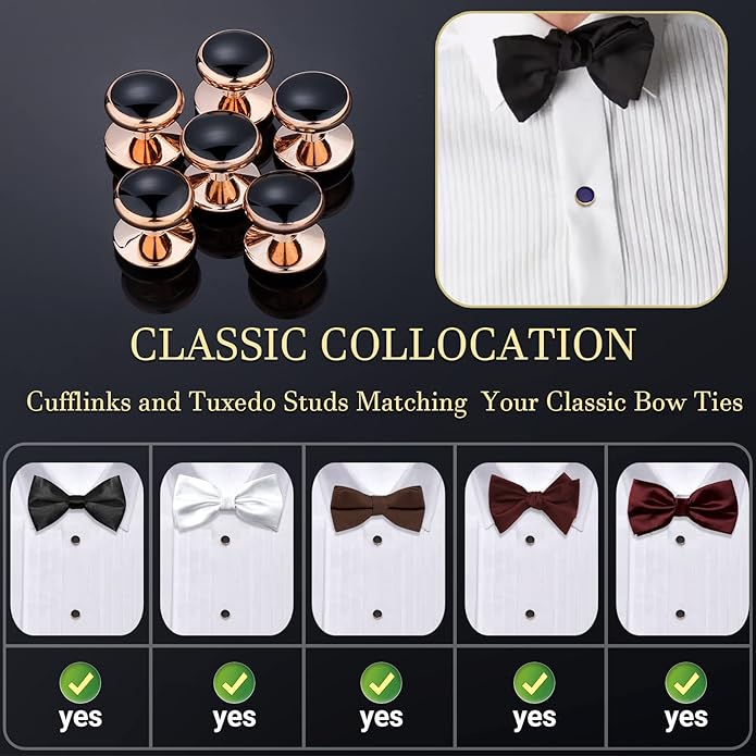 HAWSON Men’s Cufflinks and Tuxedo Studs Set with Gift Box; Men’s Jewelry or Accessories Suitable for Black Suit White Shirts Vest and Red Bow tie on Wedding or Anniversary and Birthday