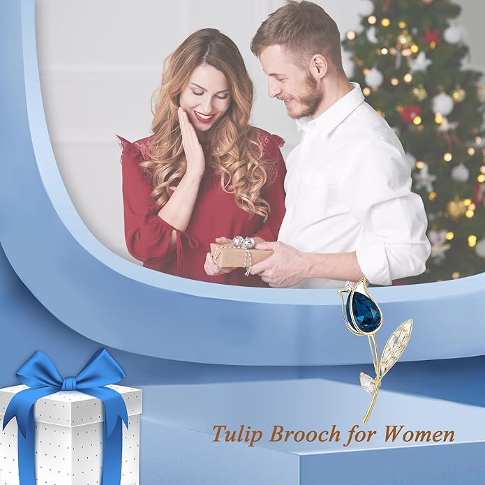 Flower Brooch for Women Girls Flower Rhinestone Brooch Gold Plated Lapel Pin Clothing Accessory Wedding Gift Fashion Jewelry for Mom Wife