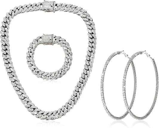 Tennis Necklace Bracelet for Women, Sterling Sliver, Dainty Chocker Necklace, Crystal Bracelet for Women, Wedding Jewelry for Bride, Sparkly Party Prom Hypoallergenic