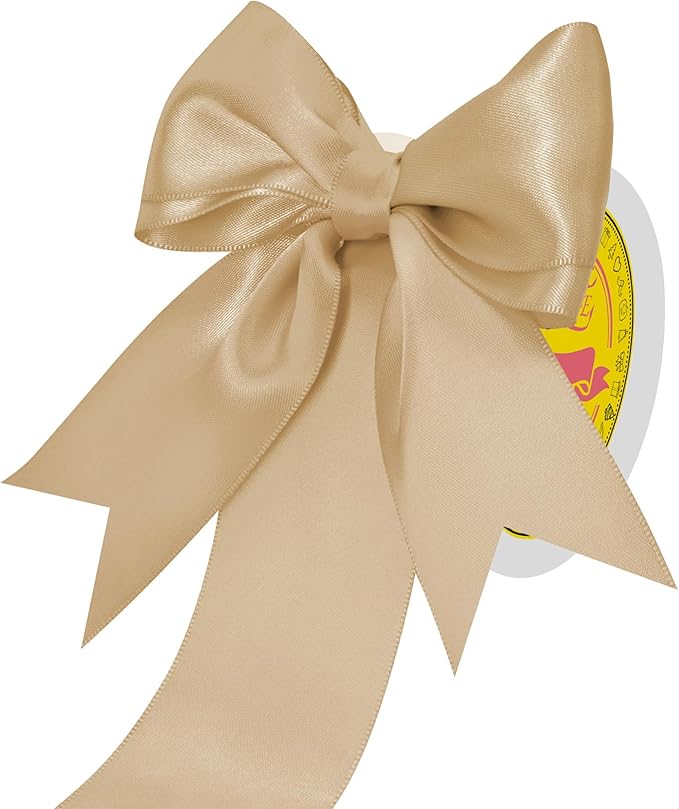 LEEQE Double Face Gold Satin Ribbon 2 inch X 25 Yards Polyester Gold Ribbon for Gift Wrapping Very Suitable for Weddings Party Hair Bow Invitation Decorations and More