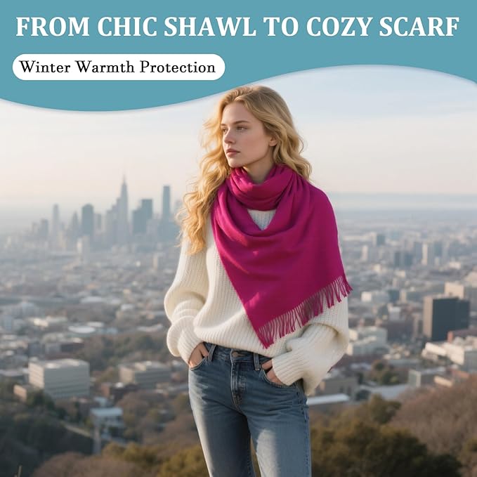 FLEESOFT Winter Wool Scarf Shawl -Thick Oversized Pashmina Shawl Wrap,Soft Warm Winter Scarves,Travel Blanket Scarf for Women