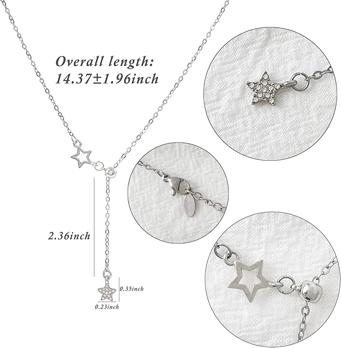Irregular Y2k Long Y-shaped Necklace with Zircon Inlaid Sparkling Brick Tassel Pendant Double-Layer Chain High-end Fashion Accessory Women's