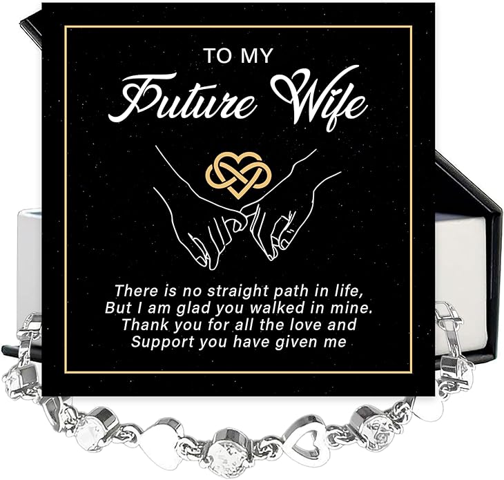 To My Future Wife Crystal Heart Bracelet Gift From Future Husband, Beautiful Jewelry Birthday, Christmas, Valentine’s Day, Bracelet For Her With Heartfelt Message & Elegant Box
