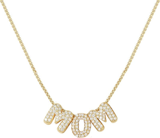 Custom Diamond Bubble 3D Letter Necklace Puffy Personalized Initial Charm with Zircon,18K Gold Plated Dainty Balloon Name Necklace for Women, Handmade Jewelry Gift for Her,Mother's Day
