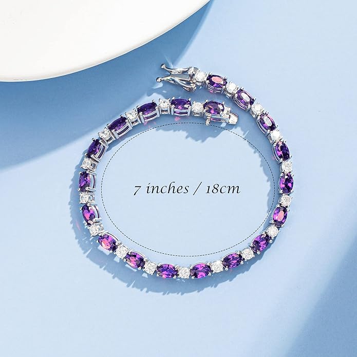 FANCIME Birthstone Bracelets Sterling Silver Tennis Bracelets Charm Fine Jewelry Birthday Gifts for Women 7"