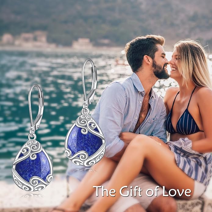 Moonstone Filigree Drop Dangle Teardrop Earrings 925 Sterling Silver Moonstone Leverback Earrings for Women Jewelry Gifts