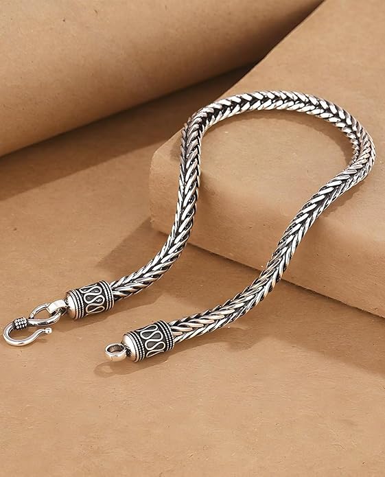Italian Handmade Sterling Silver Mens Bracelets | Solid S925 Chain Bracelets for Men | Men's Silver Bracelet Gift for Dad, Boyfriend, Son, My Man