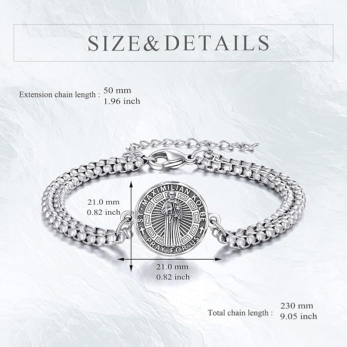 YFN Patron Saint Bracelet Sterling Silver Religious Protector Bracelet Jewelry Gift for Women Men