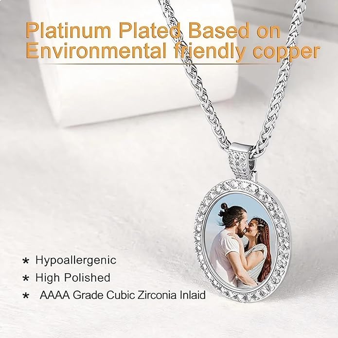 CLYLIFE Picture Necklace Personalized Photo,Custom Disc/Heart Pendant for Men Women Dad Mom Customized Necklace with Chain Photos Memorial Gifts for Mother's Day, Birthday, Anniversary