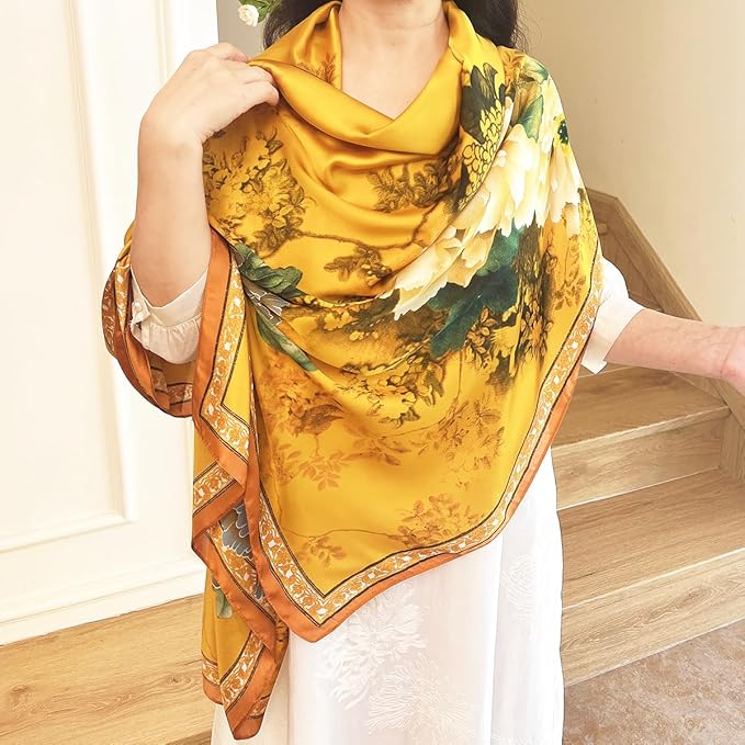 Long Silk Like Scarf Lightweight Satin Scarves Large Sunscreen Shawl Wrap for Women