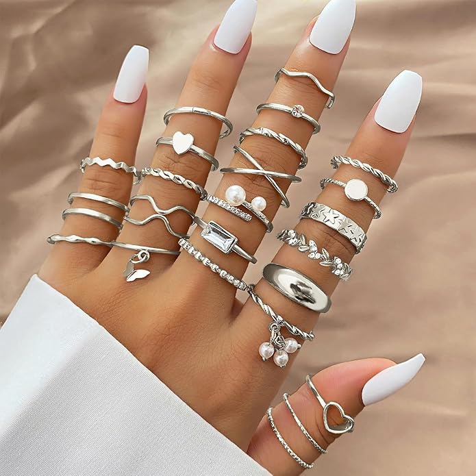 IFKM Gold Knuckle Rings Set For Women Vintage Stackable Joint Finger Midi Rings Dainty Cubic Zirconia Crystal Simple Twist Hollow Cute Rings Pack Jewelry Gift