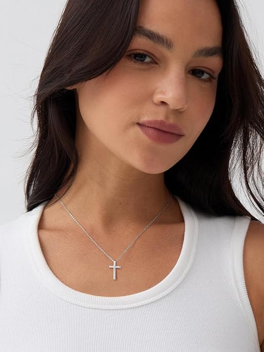 U7 Cross Necklace for Women,Silver/14K Gold Large or Small Cross Necklaces with CZ Diamond,Faith Birthday/Christmas Gift for Her Women Mother Daughter Grandmother