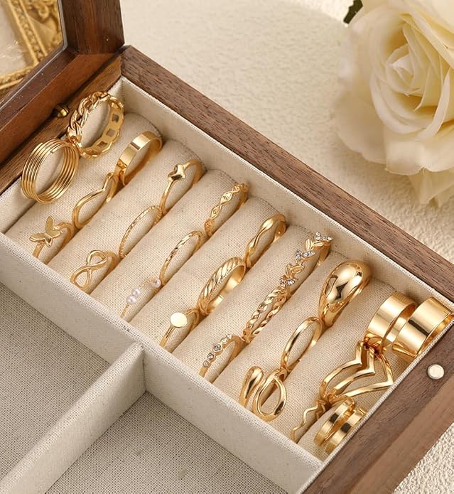 iF YOU 25 Pcs Gold Knuckle Ring Set for Women, Chunky Stackable Finger Midi Rings, Silver Simple Stacking Cute Rings Pack Trendy Stuff Jewelry Gift