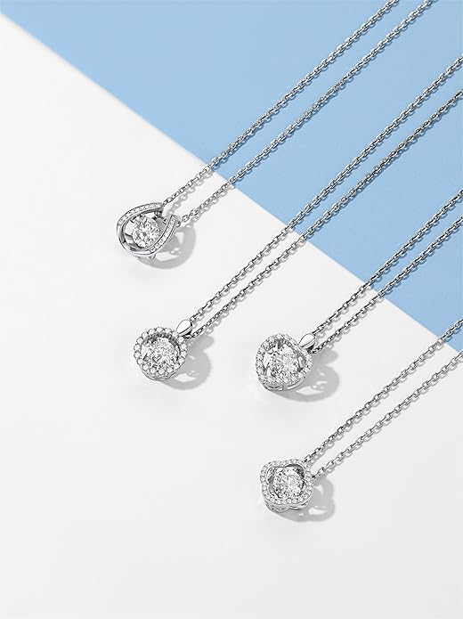 MomentWish Necklace for Women, Sparkling Gift for Her, 1Carat Moissanite Heart Pendent for Her, 925 Sterling Silver Dance Necklace for Anniversary Christmas Valentines