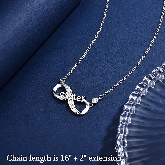 Infinity Mom Grandma Nana Sister Aunt Daughter Auntie Granddaughter Niece Necklace Gifts, Christmas Birthday Valentines Day Mothers Day Easter Graduation Back to School Gifts Stocking Stuffers Presents for Women Girls Her