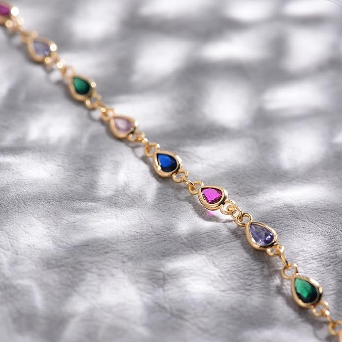 MTMY Gold Anklets for Women 14K Gold Plated Tiny Bead Anklet Colorful Tassel Foot Chain Dainty Adjustable Cute Summer Beach Boho Anklets Jewelry Gift