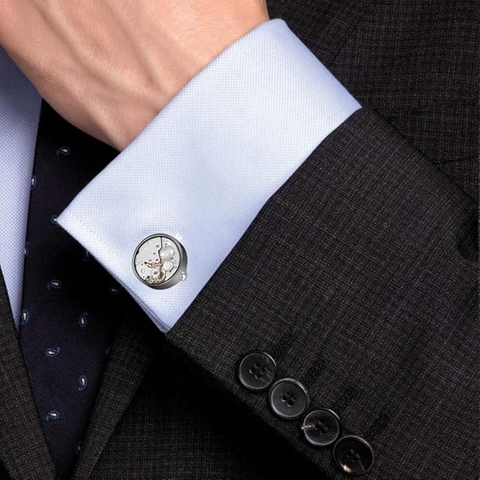 MERIT OCEAN Cuff Links Mens Steampunk Movement Shape, Cufflinks for Men Mens Shirt Vintage Gears, Cufflinks for Business Wedding Gifts