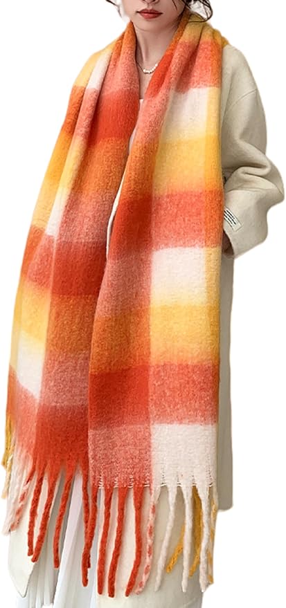 Wander Agio Winter Women Warm Scarf Long Shawl Large Scarves Cold Weather Thick Blanket Scarfs Colorful Plaid