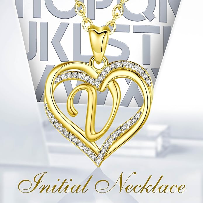 INFUSEU Unique Initial Necklaces for Women Girls Small Heart Letter Jewelry, Meaningful Personalized Gifts