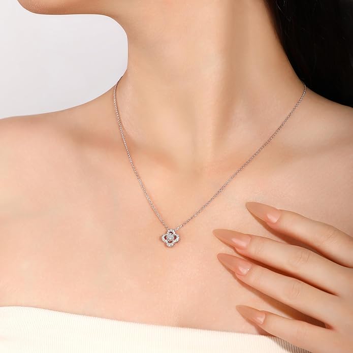 Sterling Silver Lab Grown Diamond Halo Pendant Necklace, Chain Included,ideal gift for anniversaries, birthdays, or any milestone celebration