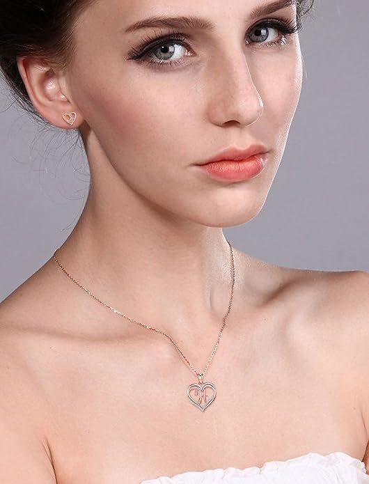 INFUSEU Unique Initial Necklaces for Women Girls Small Heart Letter Jewelry, Meaningful Personalized Gifts