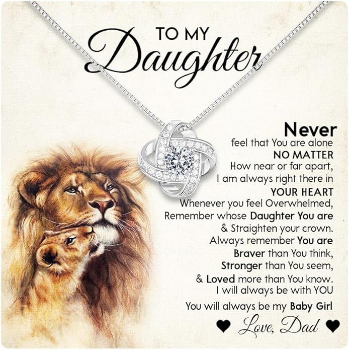 Larvincy To My Daughter Necklace From Dad With Heartfelt Message & Elegant Box, Gifts For Daughter From Father, Beautiful Jewelry Gift From Love Daddy On Graduation, Birthday, Wedding, Christmas