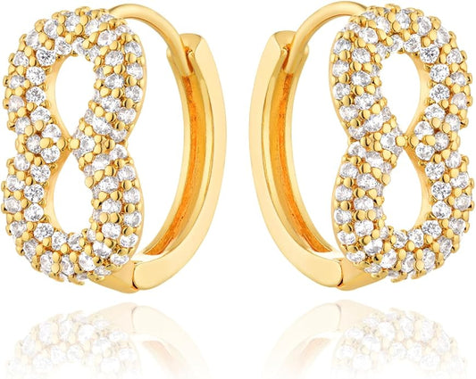 Gold Huggie Hoop Earrings 14K Gold Plated Dainty Chunky Thick Hoop Diamond Cubic Zriconia Inlay Sleeper Tiny Delicate Boho Beach Simple Hypoallergenic Jewelry Gift for Her