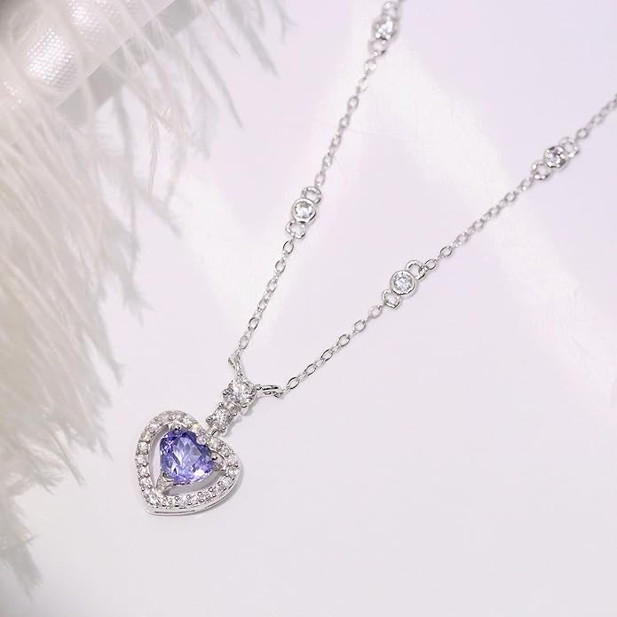Pendant Necklaces for Women 925 Sterling Silver with Moissanite & Genuine Jewelry, Lucky Clover, Butterfly, Pink Crystal Heart Design, 14K White Gold Plated Nacklace, Mom Wife Women's Birthday Gifts