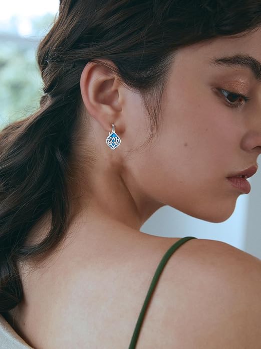 WINNICACA Leverback Earrings for Wonen 925 Sterling Silver Tree of Life Earrings Dangle Drop Turquoise Moonstone Moss Agate Heart Jewelry Gifts for Women Anniversary Birthday Christmas