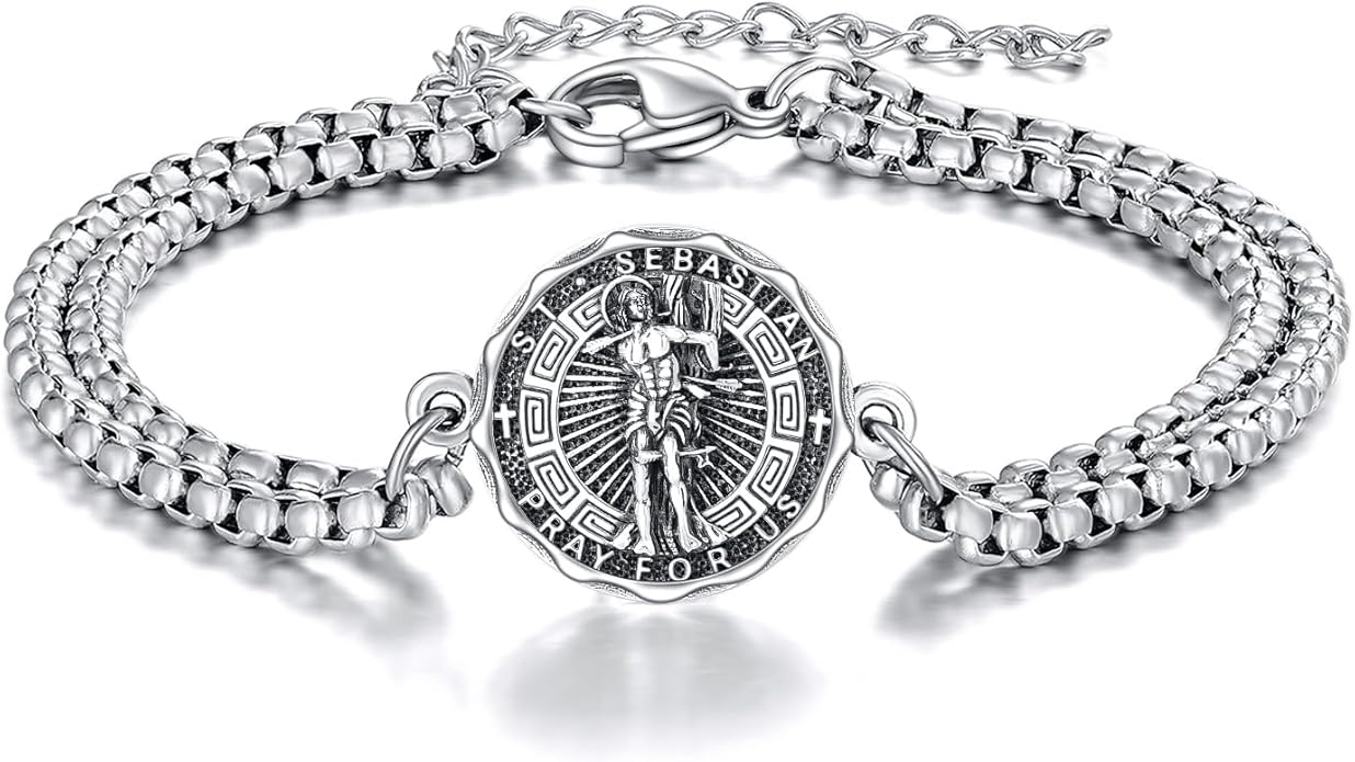 YFN Patron Saint Bracelet Sterling Silver Religious Protector Bracelet Jewelry Gift for Women Men