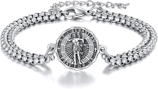 YFN Patron Saint Bracelet Sterling Silver Religious Protector Bracelet Jewelry Gift for Women Men