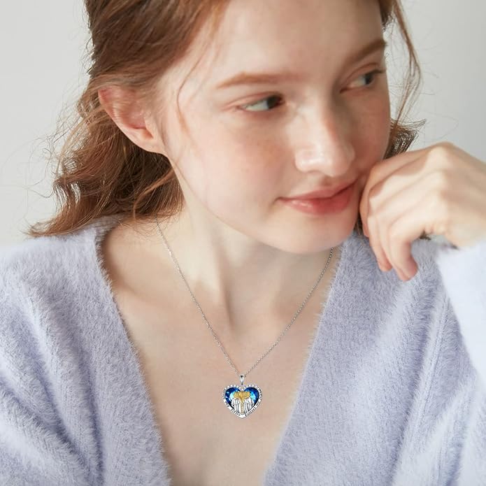 POPKIMI 925 Sterling Silver Sister Necklace - Birthday Gift for Sisters, Mom, Daughter - Always My Sister Forever My Friend Crystal Necklace for 2/3/4/5 Sisters
