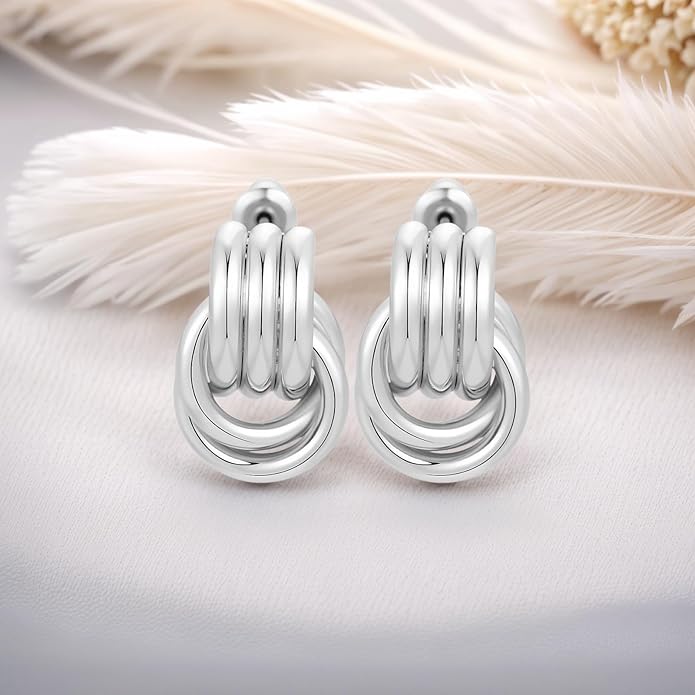 Trendy 14K Gold Plated Knot Earrings are Thick and Charming Pendant Earrings for Women They are Lightweight Hypoallergenic Fashion Accessories Jewelry Gifts for Women