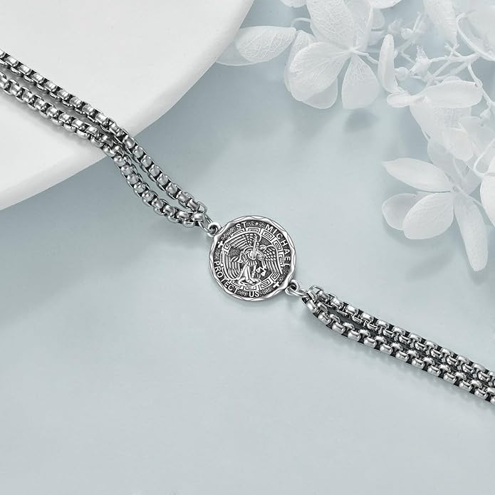 YFN Patron Saint Bracelet Sterling Silver Religious Protector Bracelet Jewelry Gift for Women Men