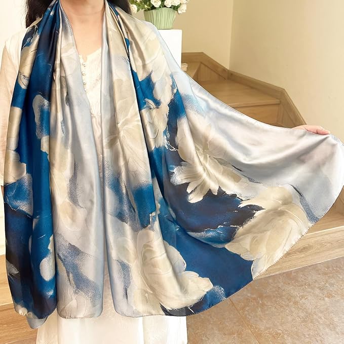 Long Silk Like Scarf Lightweight Satin Scarves Large Sunscreen Shawl Wrap for Women