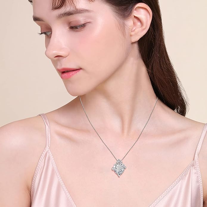 Birthstone Necklace for Women 925 Sterling Silver Love Heart Rose Flower Necklace Dainty Jewelry Gifts for Women Wife Girlfriend Mother Daughter Her