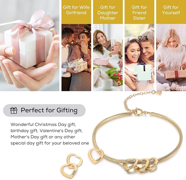 Personalized Anklets for Women Adjustable Silver Gold Anklets with Heart Name Initial Ankle Bracelets for Women Jewelry Gifts for Mom Her