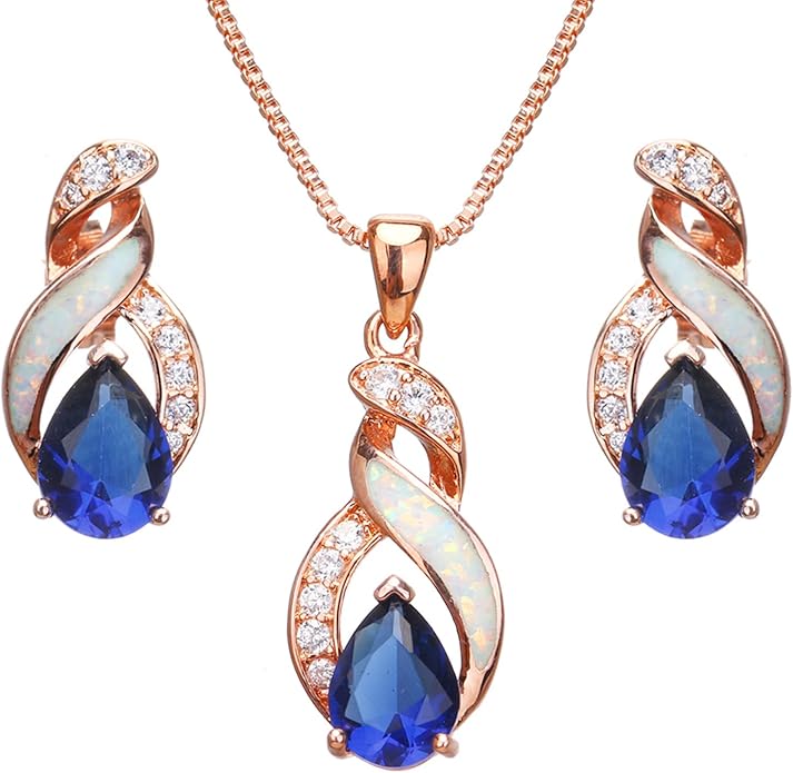 Hermosa Jewelry Sets Australian Created Opal Necklace Earrings Mother's Day Gifts Jewelry for Mom