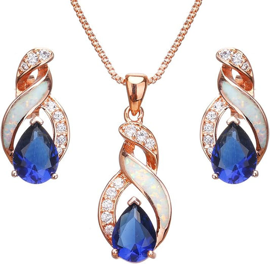 Hermosa Jewelry Sets Australian Created Opal Necklace Earrings Mother's Day Gifts Jewelry for Mom