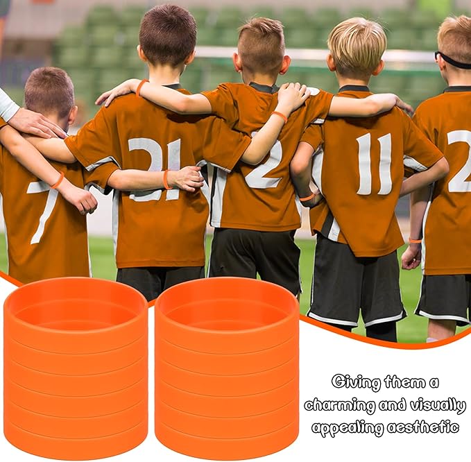 Rubber Bracelets Silicone Wristbands Unisex 50 Count, Silicone Rubber Bracelets, Stretch Wrist Band Bulk for Event-Orange