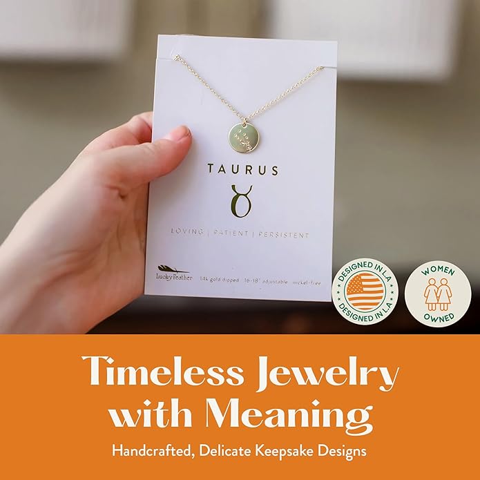 Lucky Feather Zodiac necklaces for women | Scorpio 14K Gold-Plated Astrology Pendant for Girls | Horoscope Sign Zodiac gift | Great Christmas Stocking Stuffer | Trendy Birthday Jewelry Gift | 16” - 18”