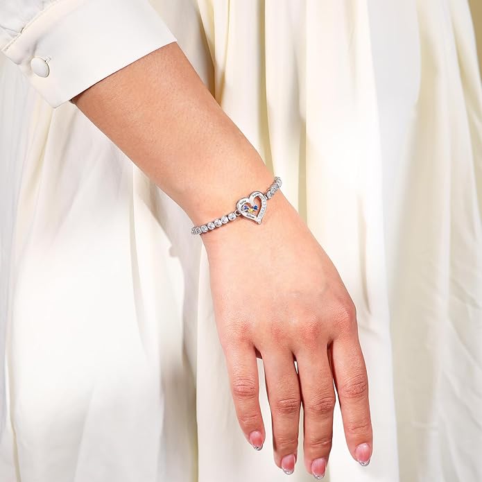 Personalized Name Birthstone Bracelet for Women, Mothers Bracelet with Birthstones, Mothers Day, Christmas, Birthday Gift for Mom Grandma Wife