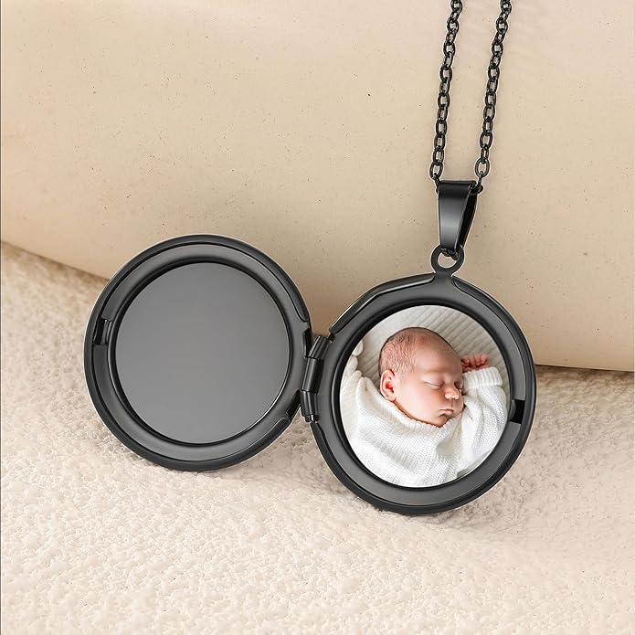 PHOCKSIN Personalized Locket Necklace for Women Photo Necklace with Customized Picture Birth Flower Birthstone New Years Gifts for Women