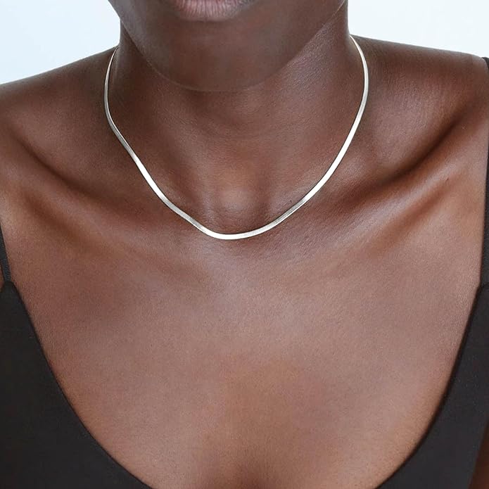 Freekiss Herringbone Necklace for Women,Dainty Gold Necklace,14k Gold Plated Snake,Gold Chain Choker Necklaces,Simple Gold Layered Necklaces,Gold Jewelry Gift for Women