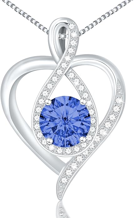 925 Sterling Silver Infinity Heart Necklace for Women, Rhodium Plated Cubic Zirconia Pendant Gift for Girlfriend Wife Mom - Anniversary Valentine's Day Birthday Present with Elegant Gift Box