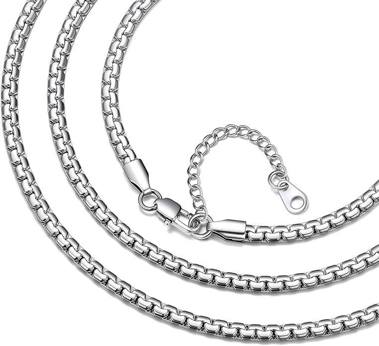 Bestyle 18K Gold Plated/Silver/Black Chain for Men, Hypoallergenic 2/4/6/8mm Stainless Steel Flat Link Chain Necklace for Men & Women Hip Hop Jewelry, 14-30"