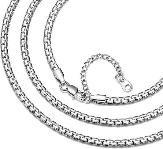 Bestyle 18K Gold Plated/Silver/Black Chain for Men, Hypoallergenic 2/4/6/8mm Stainless Steel Flat Link Chain Necklace for Men & Women Hip Hop Jewelry, 14-30"